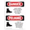 Signmission OSHA Danger, Shoes Must UsedBilingual, 10in X 7in Rigid Plastic, 7" W, 10" H, Bilingual Spanish OS-DS-P-710-VS-1569 - alternate 1